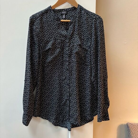 Navy and White Polka Dot Women's Top - Picture 1 of 6